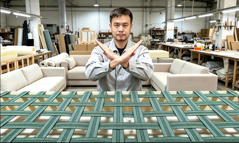 Webbing seat support not recommended — limited support and faster aging affect sofa lifespan