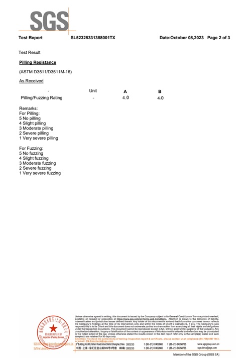 Pilling Resistance Test Report - Hanleide Furniture